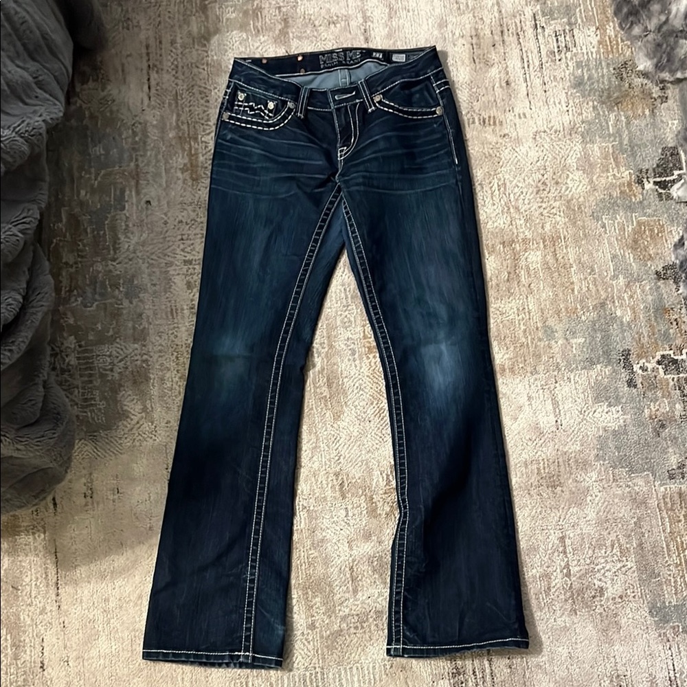 Miss Me Blue Boot Cut Jeans with Classic Stitching